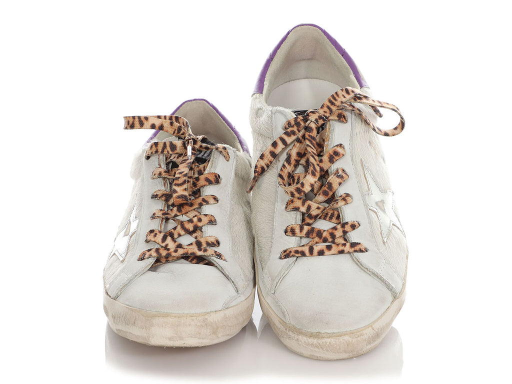 Golden Goose White Pony Hair Super Star Sneakers