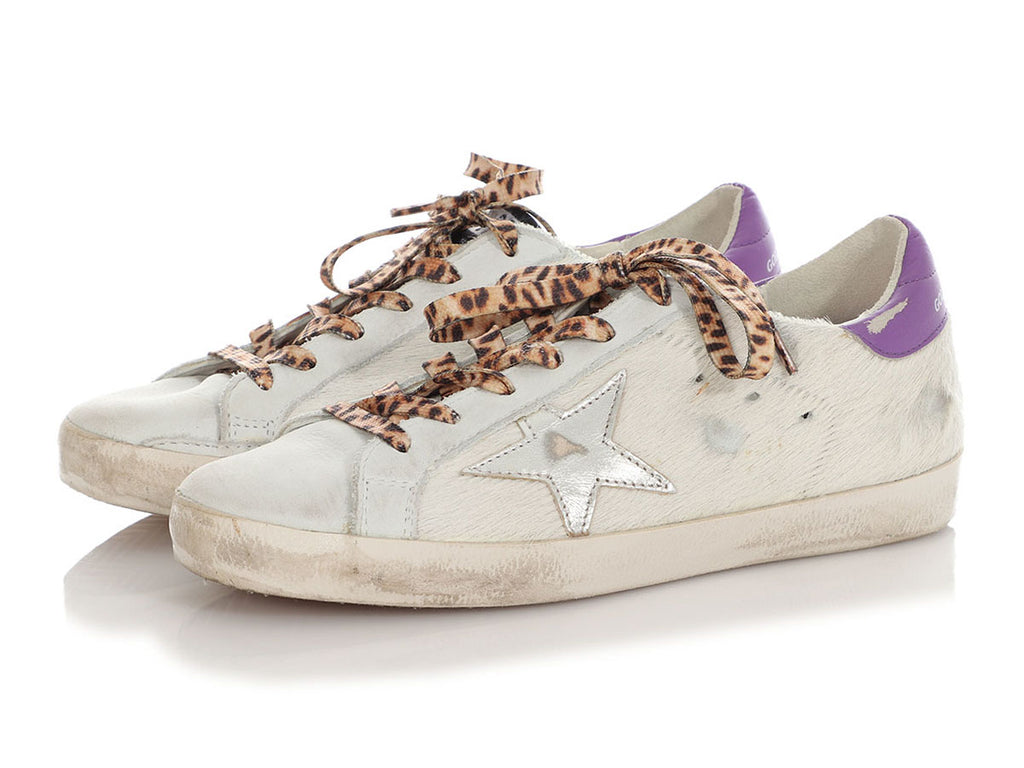 Golden Goose White Pony Hair Super Star Sneakers