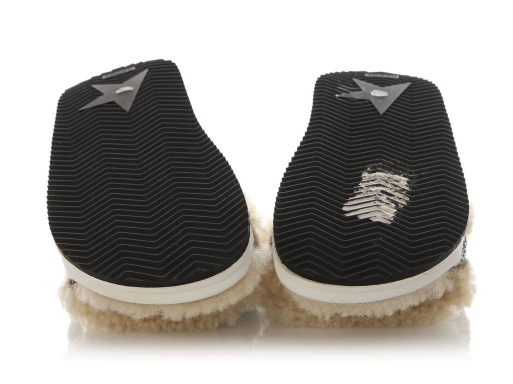 Golden Goose Shearling and Glitter Poolstar Slide Sandals