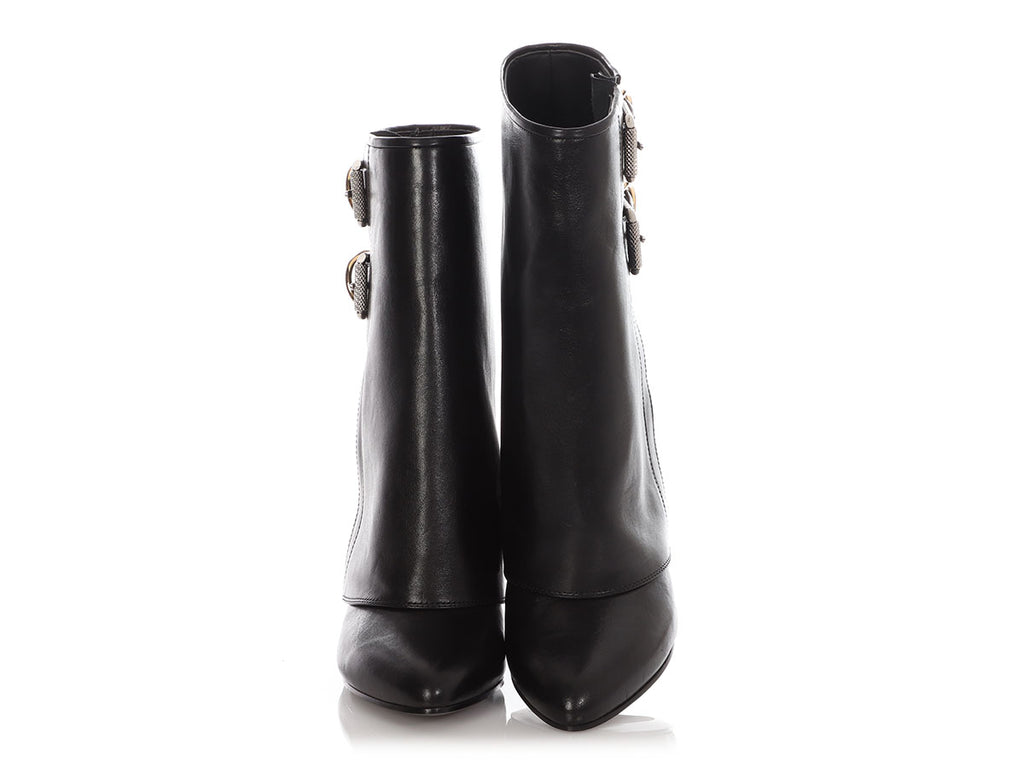Givenchy Black Shark Lock Buckled Ankle Boots