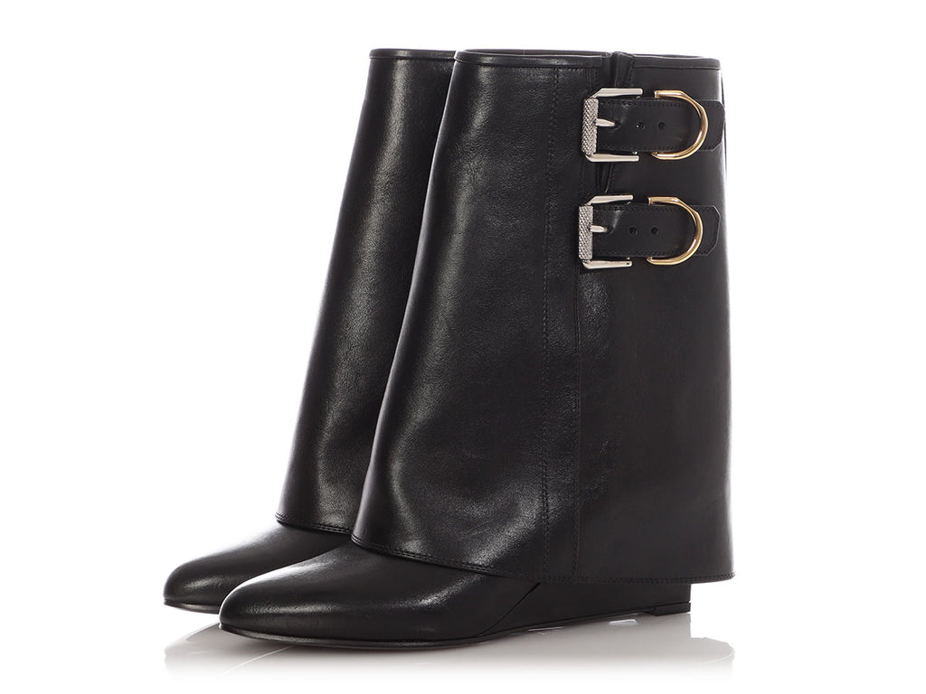 Givenchy Black Shark Lock Buckled Ankle Boots