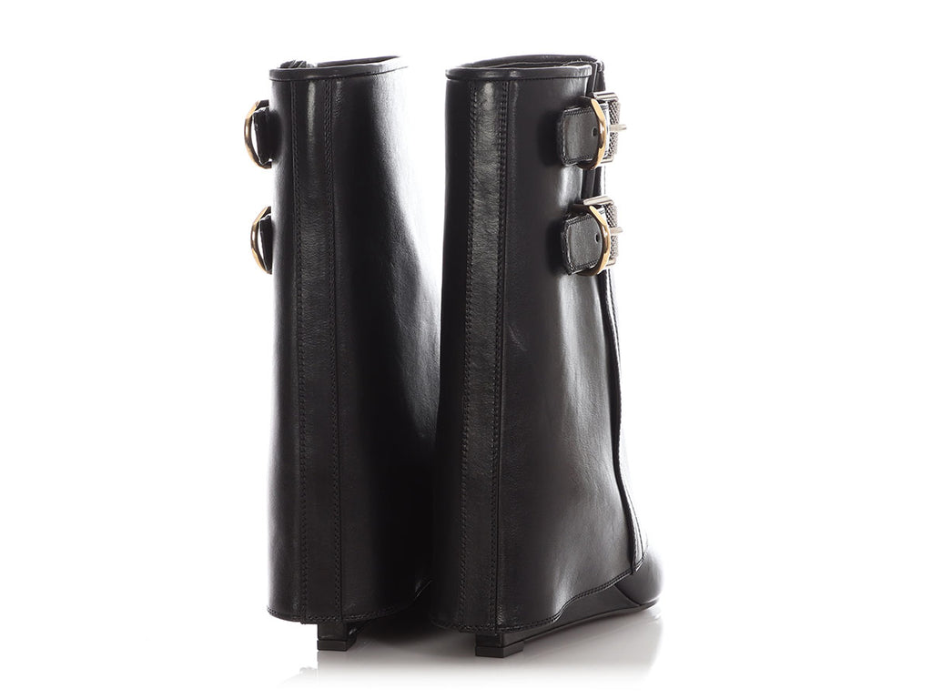 Givenchy Black Shark Lock Buckled Ankle Boots