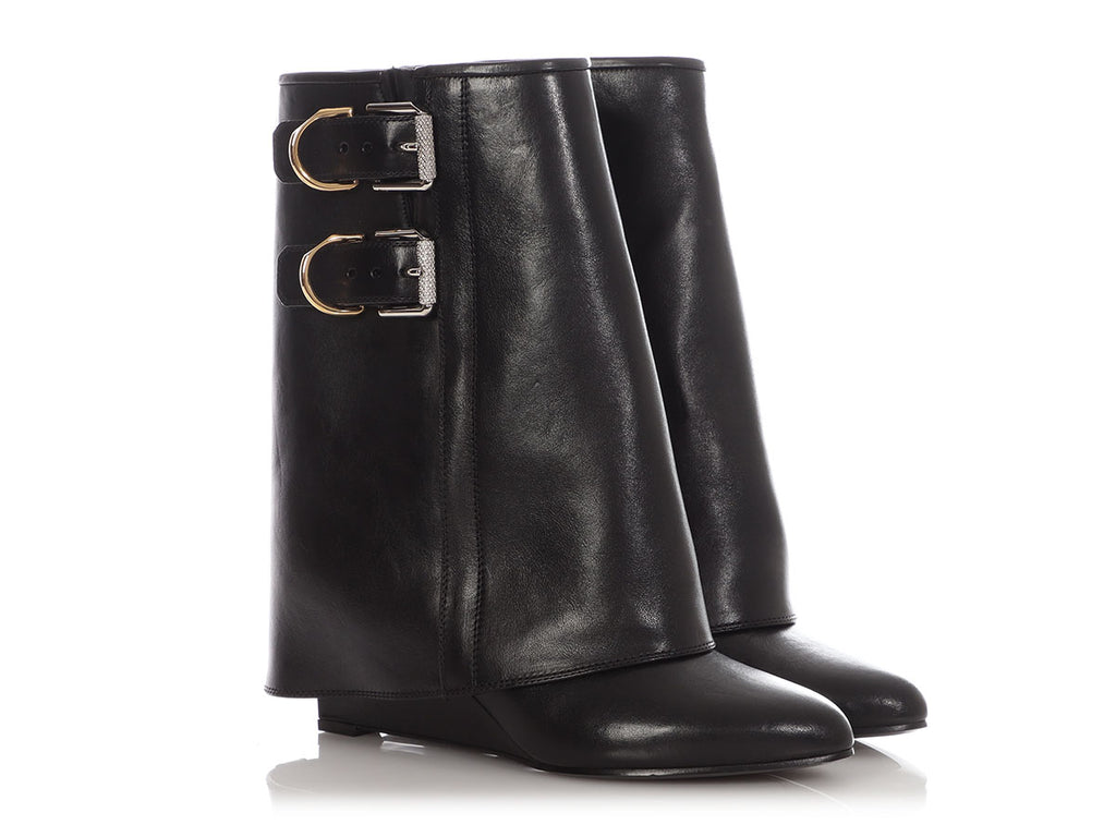Givenchy Black Shark Lock Buckled Ankle Boots