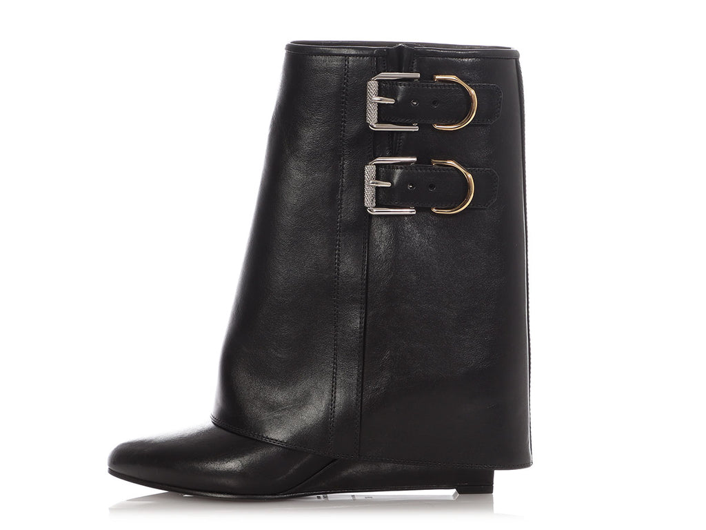 Givenchy Black Shark Lock Buckled Ankle Boots