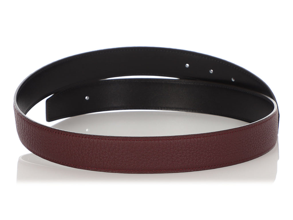 Hermès Noir Box and Bordeaux Togo Reversible Belt Strap 32mm