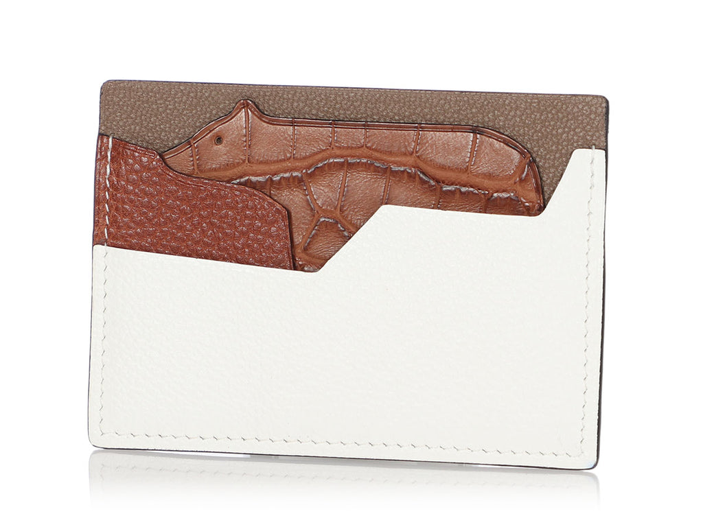 Hermès Chèvre Mysore and Alligator Histoire Naturelle Petit H Card Holder