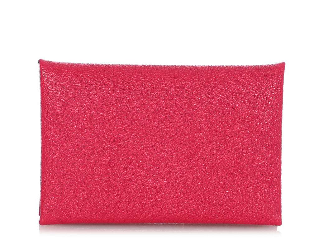 Hermès Framboise and Rouge Chèvre Calvi Card Case