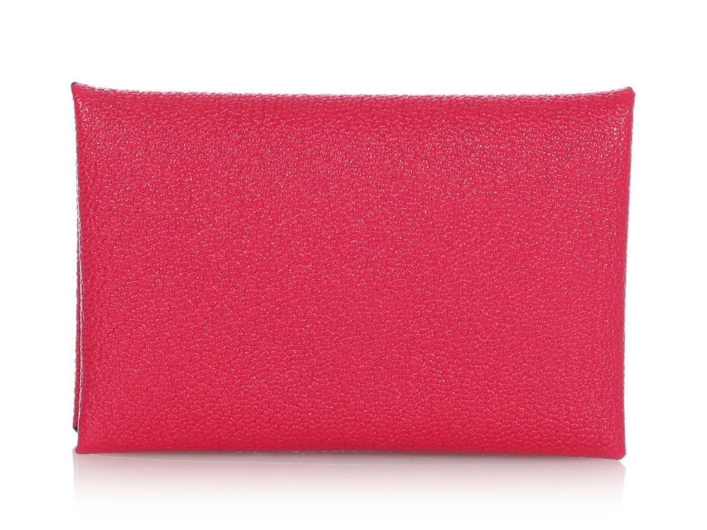 Hermès Framboise and Rouge Chèvre Calvi Card Case