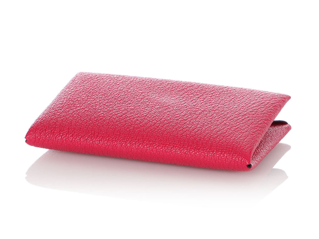 Hermès Framboise and Rouge Chèvre Calvi Card Case