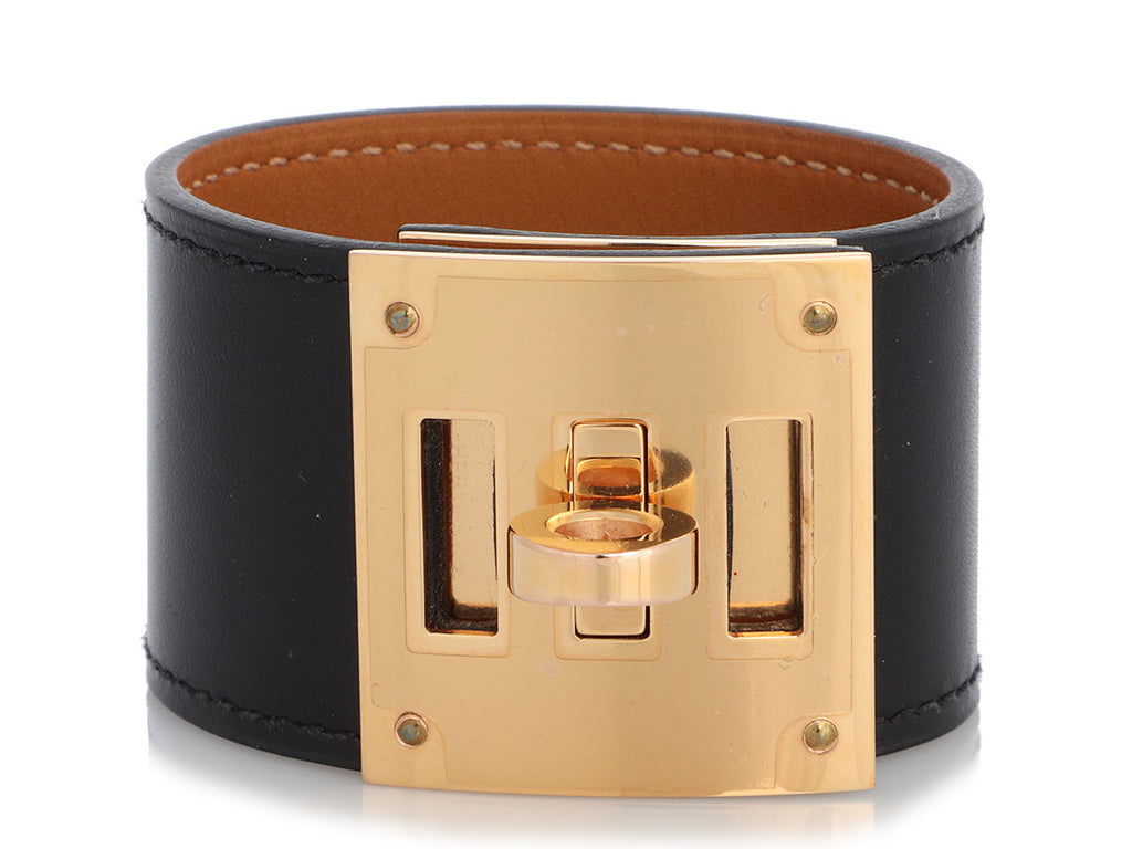 Hermès Black Box Calfskin Kelly Dog Bracelet