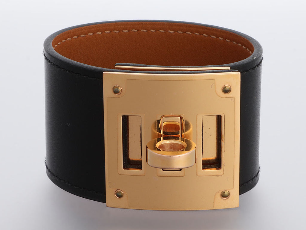 Hermès Black Box Calfskin Kelly Dog Bracelet