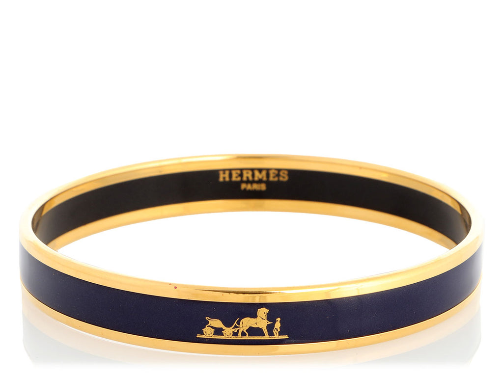 Hermès Narrow Navy Enamel Calèche Bangle