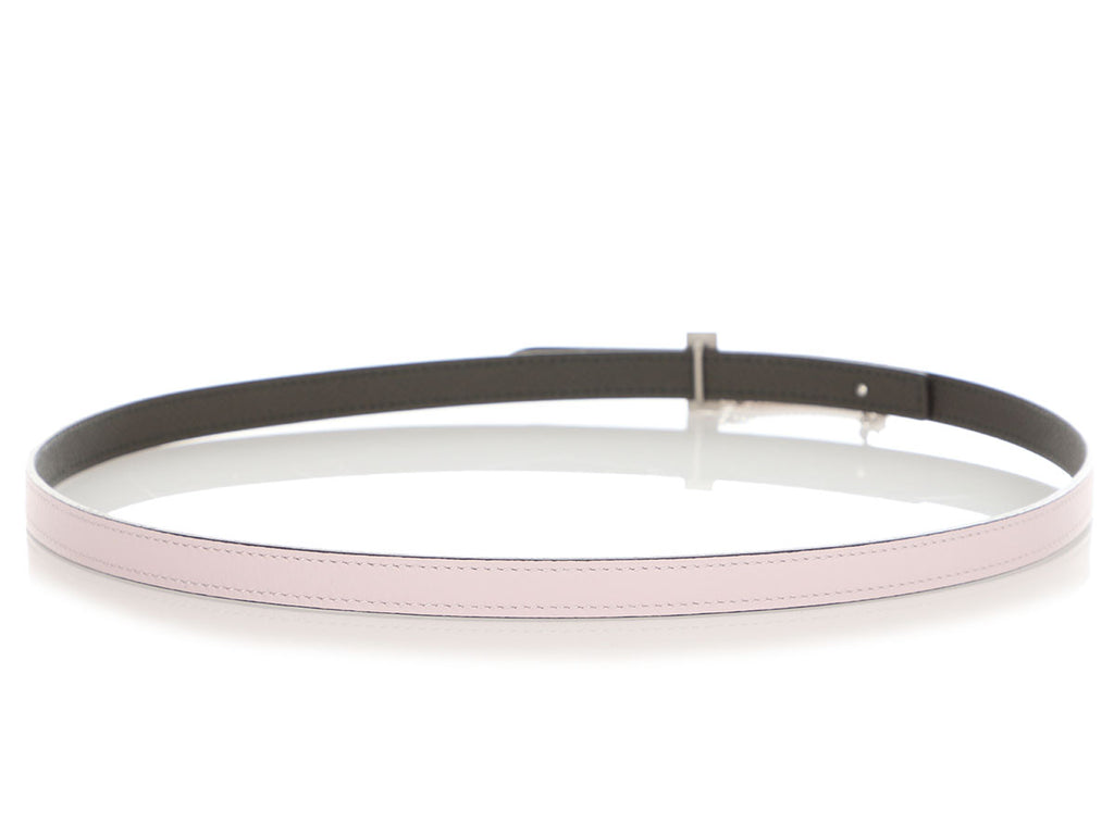 Hermès Pink Swift and Gray Epsom Gourmette Equestre Reversible Belt 13mm