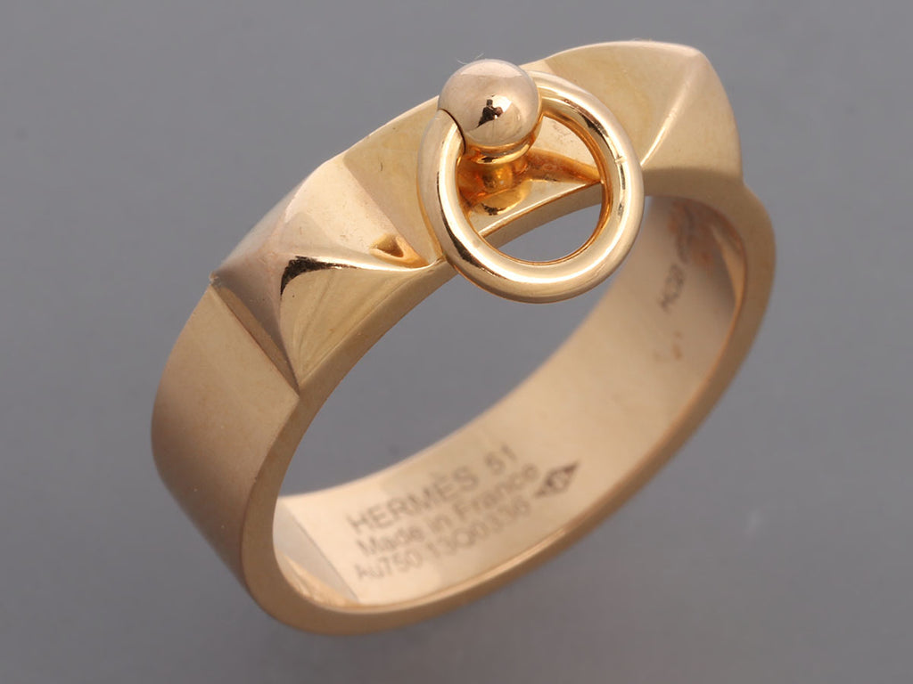 Hermès Narrow 18K Rose Gold Collier de Chien CDC Band Ring