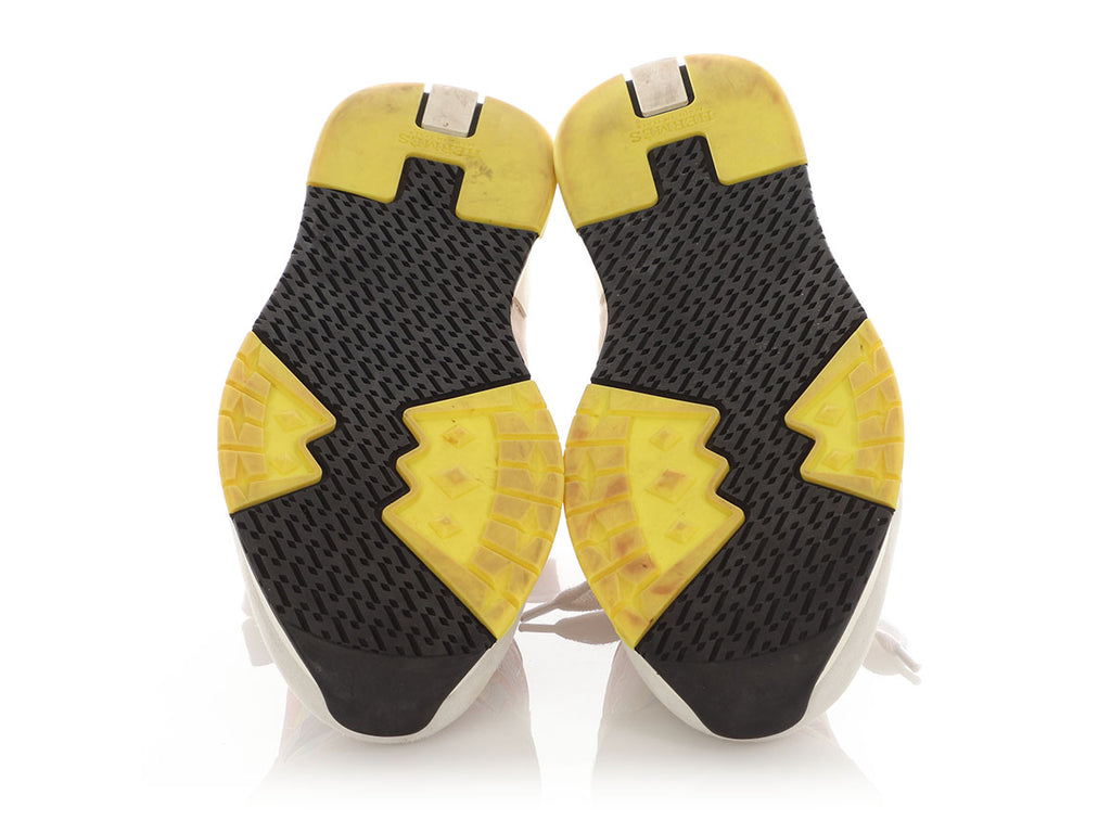 Hermès Multicolor Print Nylon and Suede Stadium Sneakers\