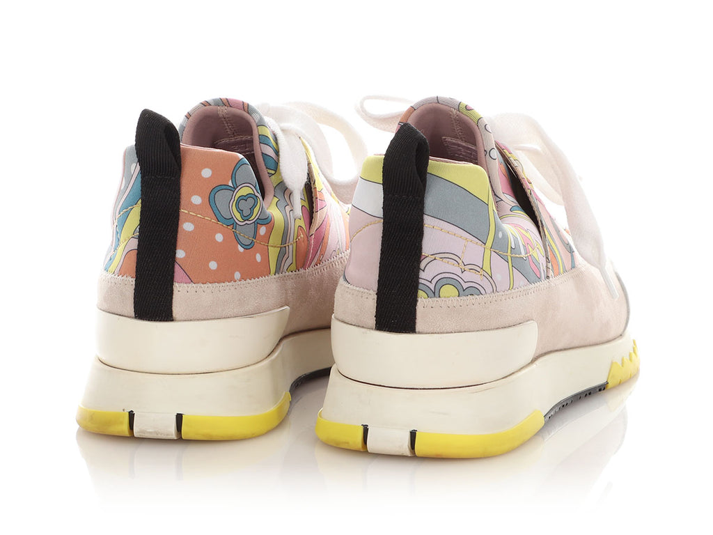 Hermès Multicolor Print Nylon and Suede Stadium Sneakers\