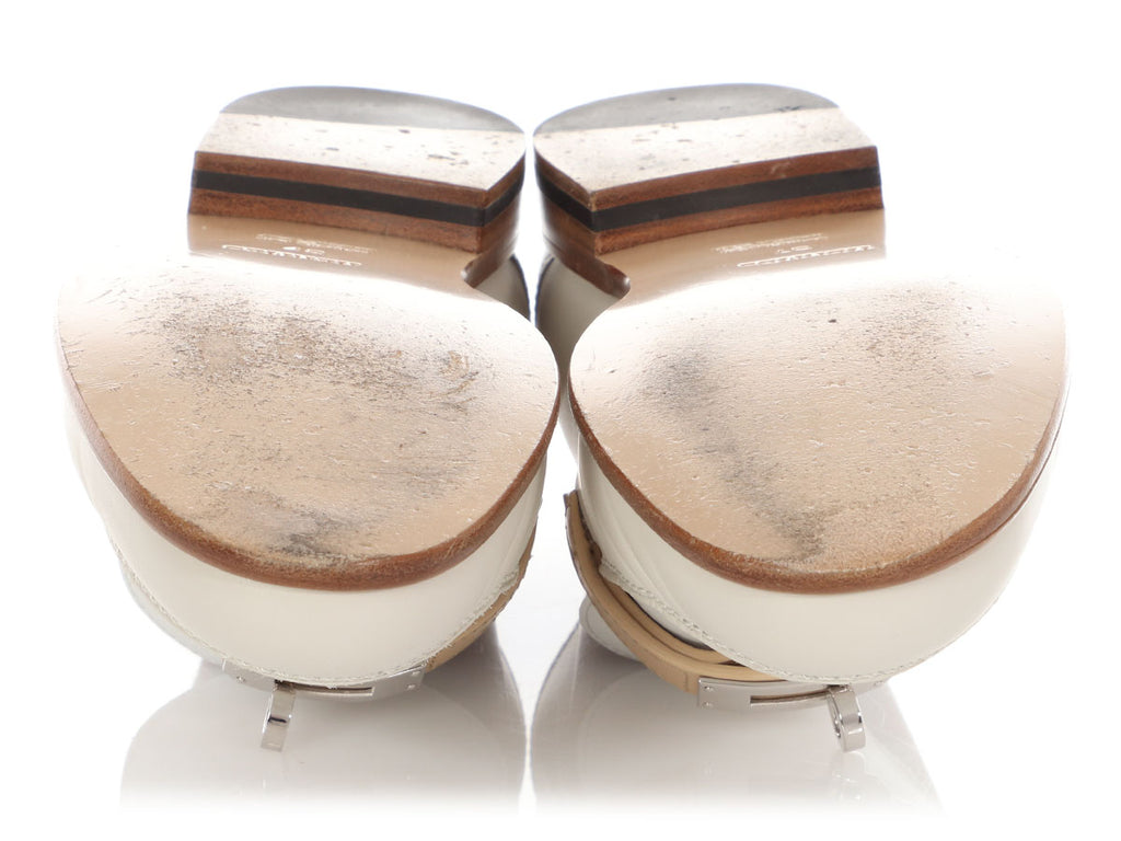 Hermès White and Beige Destin Loafers