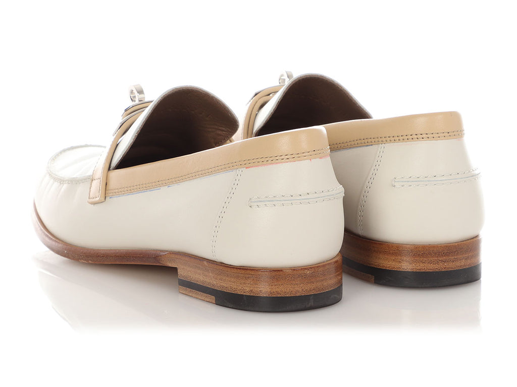 Hermès White and Beige Destin Loafers