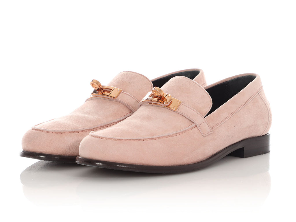 Hermès Pink Suede Destin Loafers