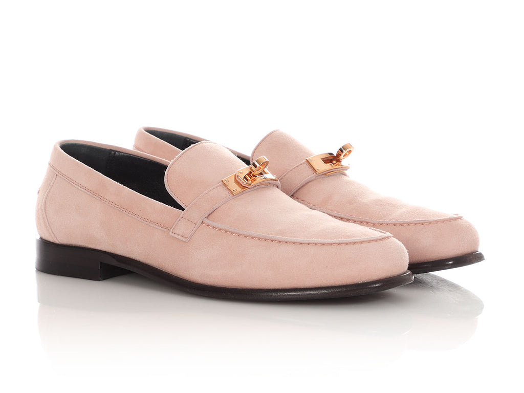 Hermès Pink Suede Destin Loafers