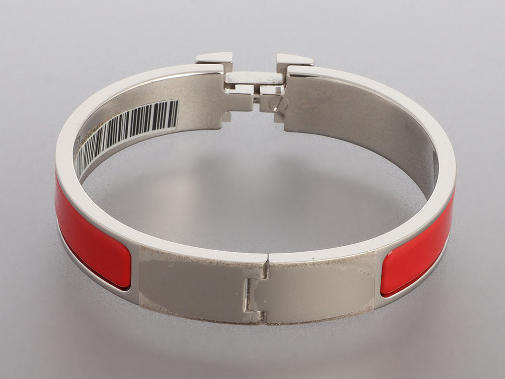 Hermès Narrow Rouge Enamel Clic-Clac Bracelet
