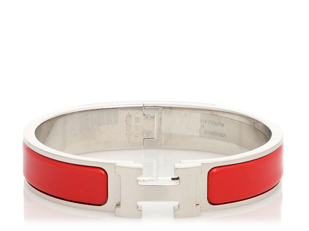 Hermès Narrow Rouge Enamel Clic-Clac Bracelet