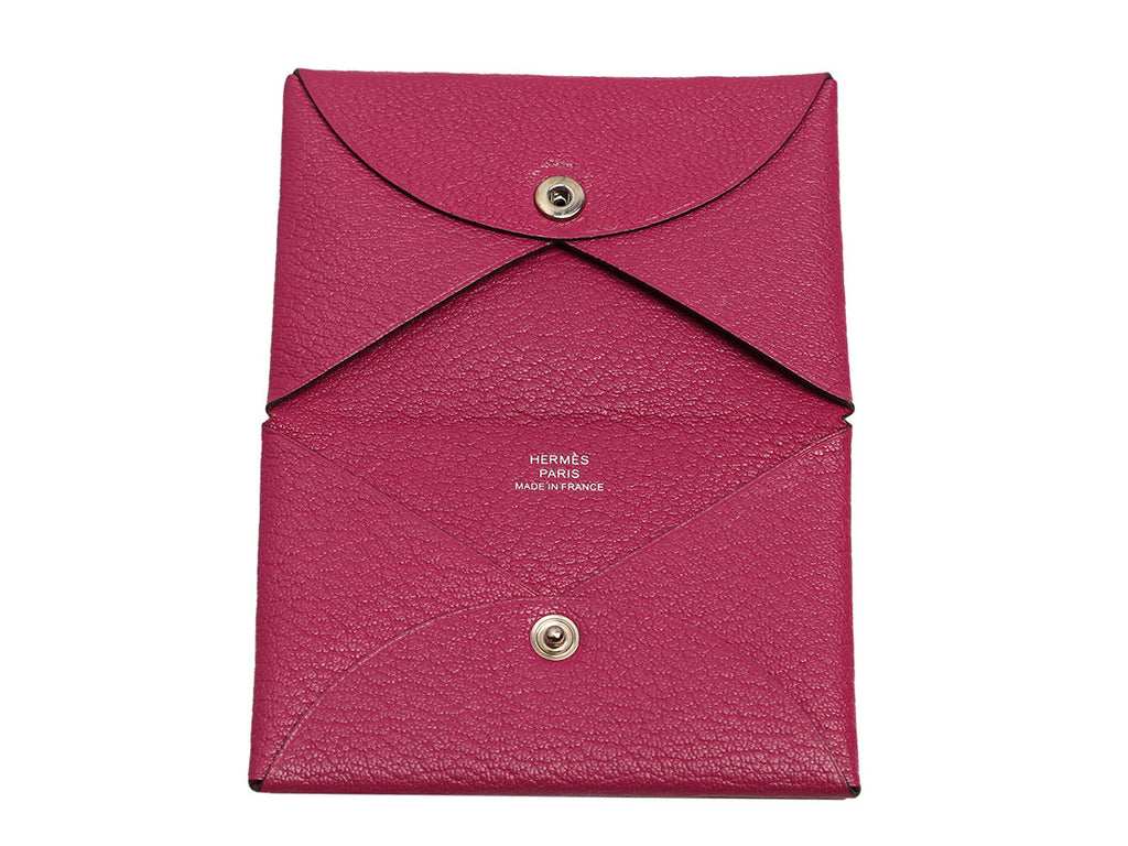 Hermès Magenta Chèvre Calvi Card Holder
