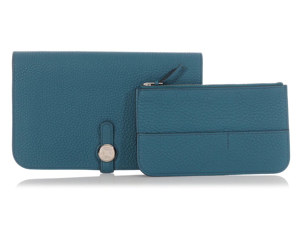 Hermès Turquoise Clémence Dogon Wallet
