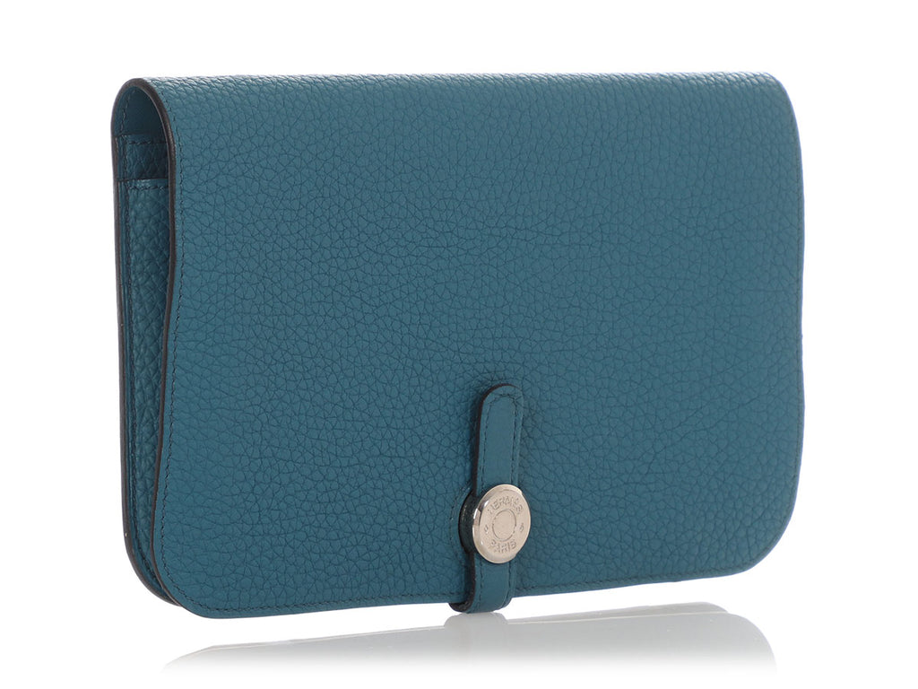 Hermès Turquoise Clémence Dogon Wallet