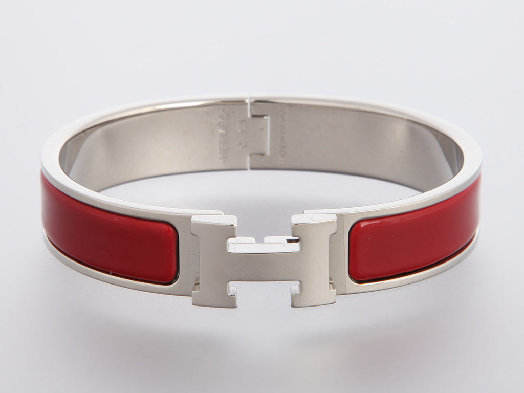 Hermès Narrow Red Enamel Clic-Clac Bracelet