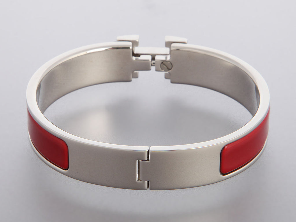 Hermès Narrow Red Enamel Clic-Clac Bracelet