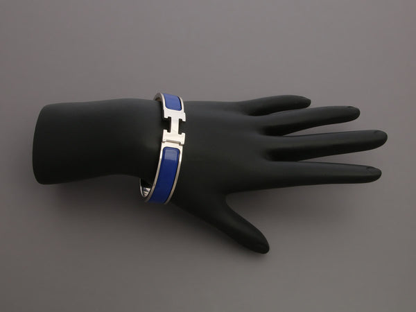 Hermès Narrow Blue Enamel Clic-Clac Bracelet
