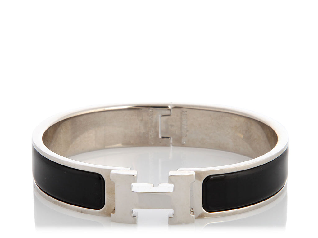 Hermès Narrow Black Enamel Clic-Clac Bracelet