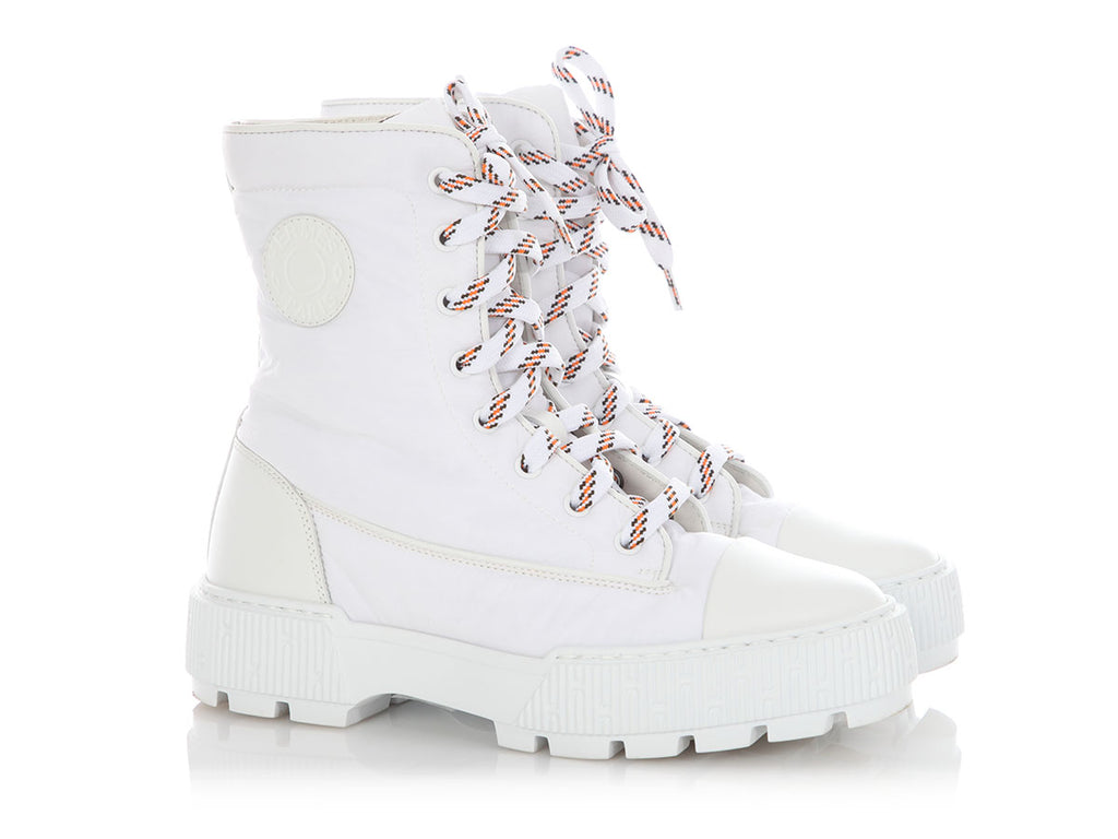 Hermès White Nylon Fresh Boots