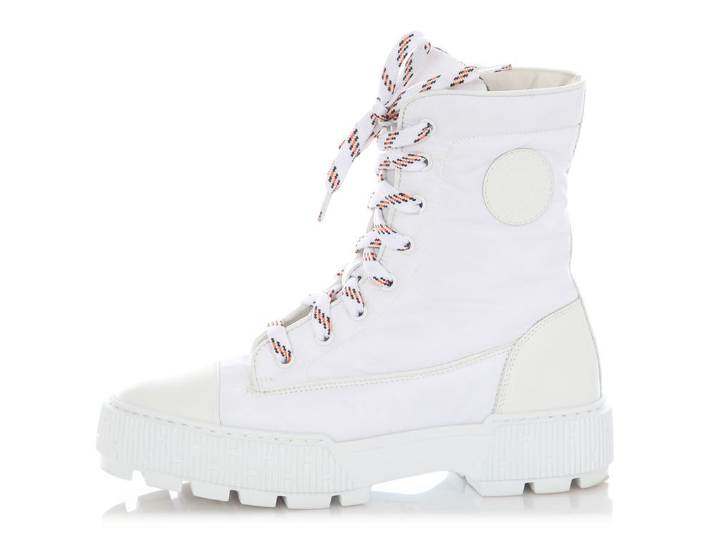 Hermès White Nylon Fresh Boots