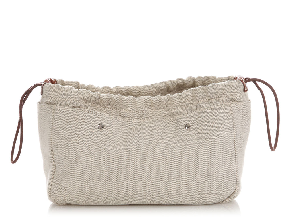 Hermès Natural Canvas and Fauve Barenia Fourbi Insert MM