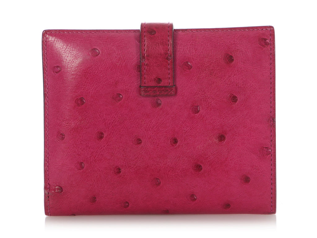 Hermès Fuchsia Ostrich Béarn Compact Wallet