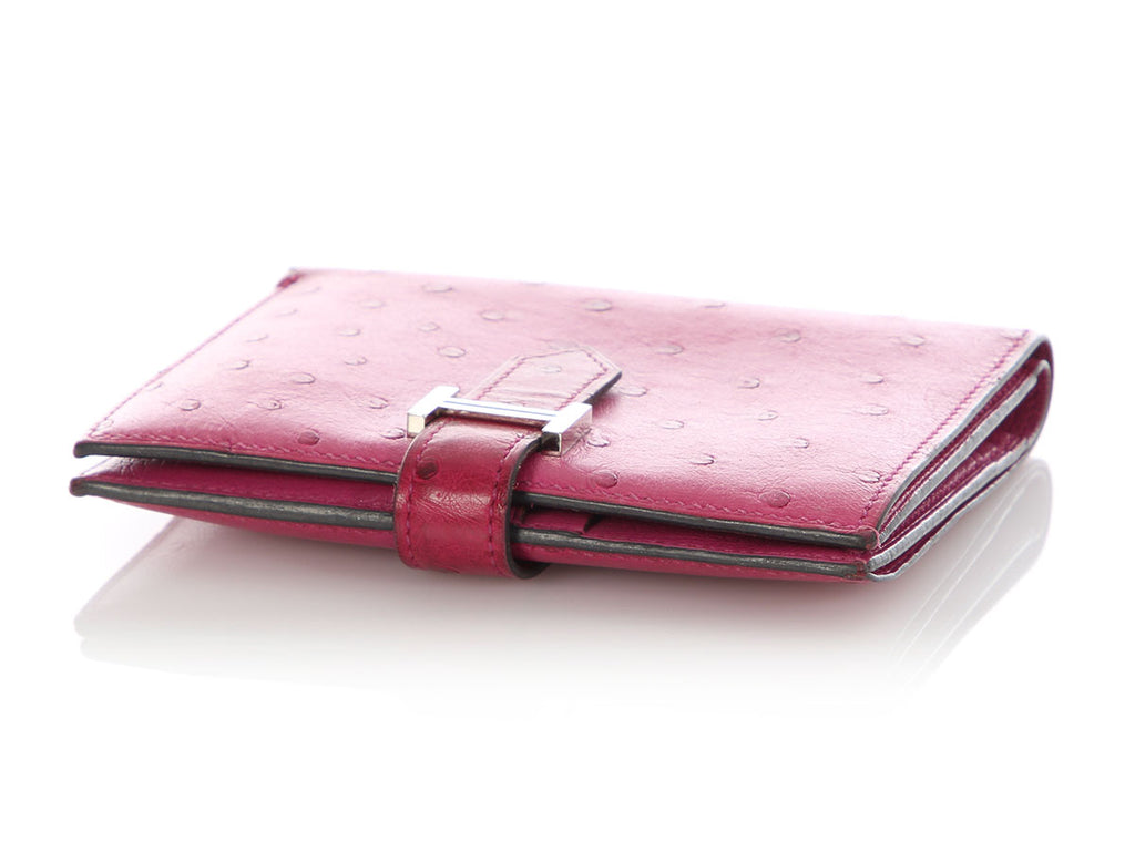 Hermès Fuchsia Ostrich Béarn Compact Wallet