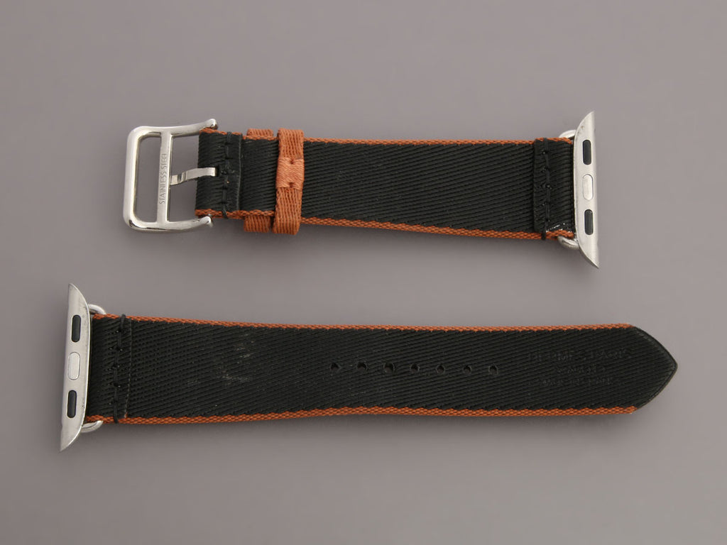 Hermès Black and Gold Twill Apple Watch Band 42mm
