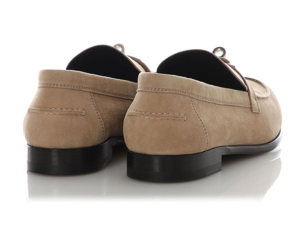 Hermès Beige and Argile Chèvre Velours Destin Loafers