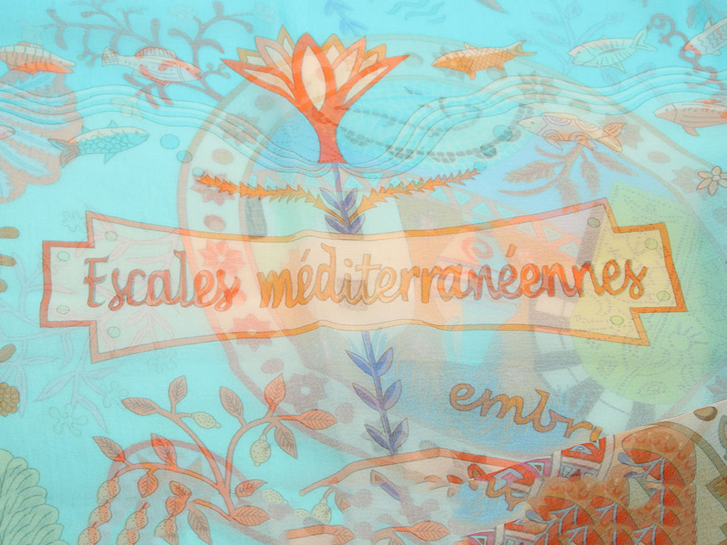 Hermès Escales Méditerranéennes Mousseline Shawl 140cm