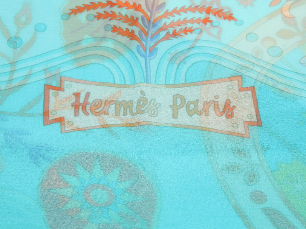 Hermès Escales Méditerranéennes Mousseline Shawl 140cm