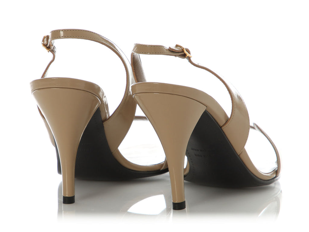 Hermès Beige Patent Night Slingback Sandals