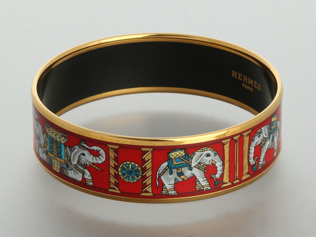 Hermès Wide Torana Elephant Enamel Bangle