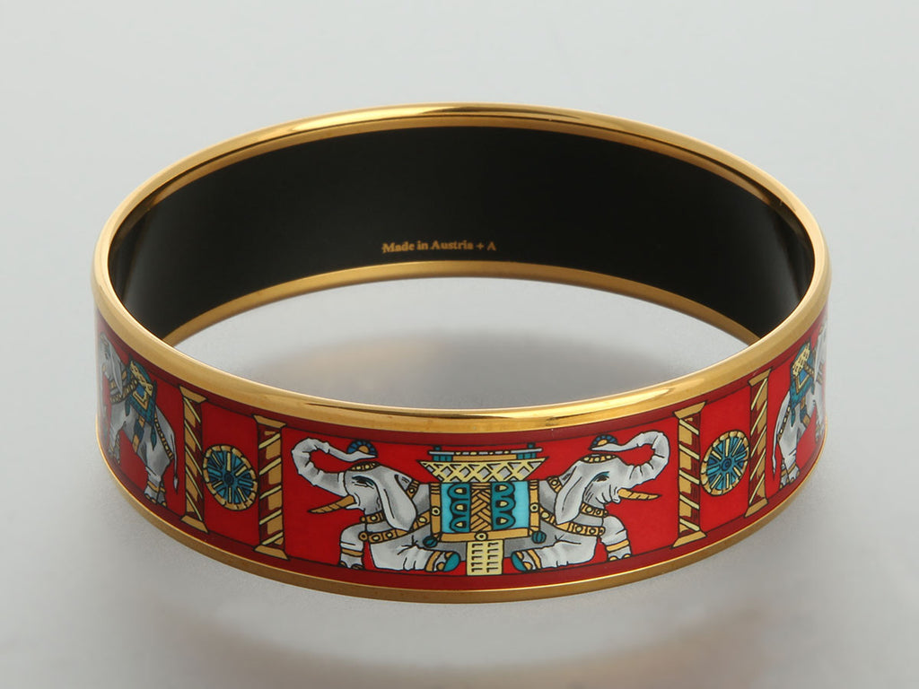 Hermès Wide Torana Elephant Enamel Bangle