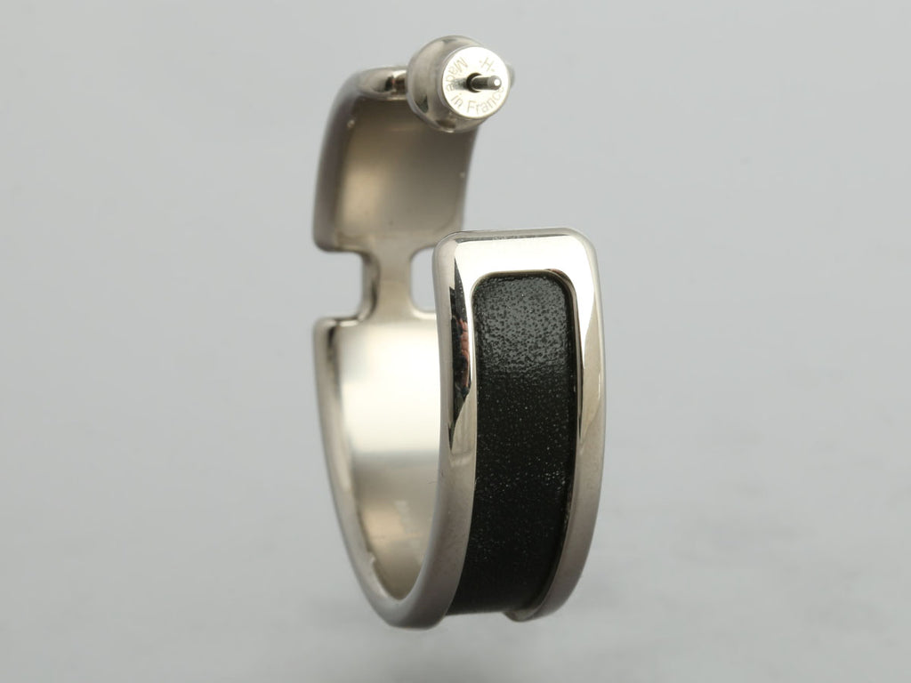 Hermès Black Leather Olympe Earrings