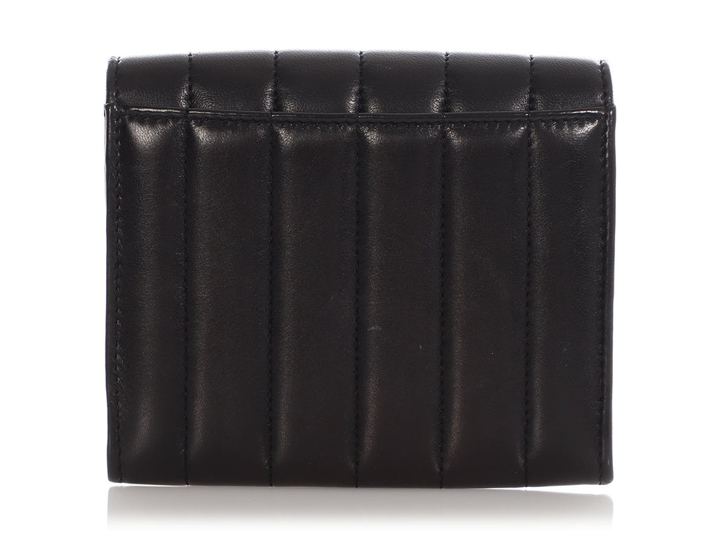 Saint Laurent Black Quilted Lambskin Monogram Vicky Wallet