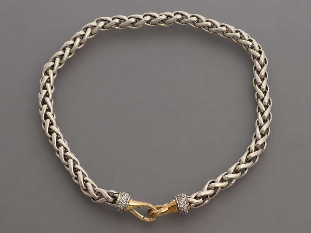 David Yurman Two-Tone Diamond Wheat Necklace