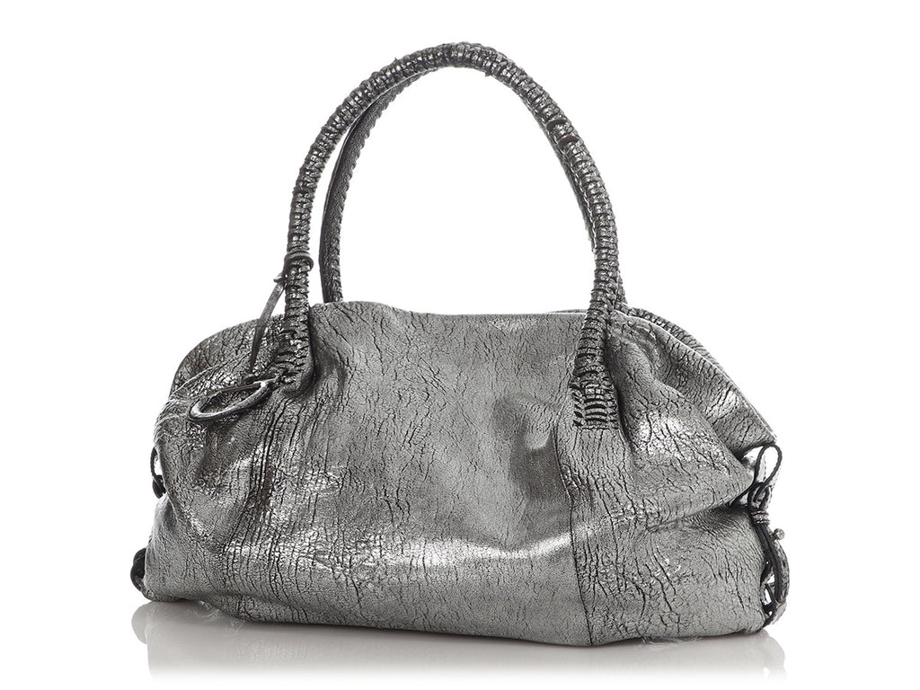 Ferragamo Metallic Silver Shoulder Bag