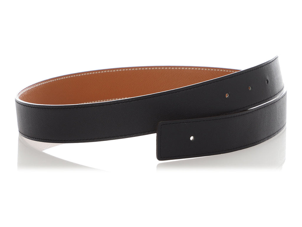 Hermès Black and Gold Reversible Belt Strap 32mm